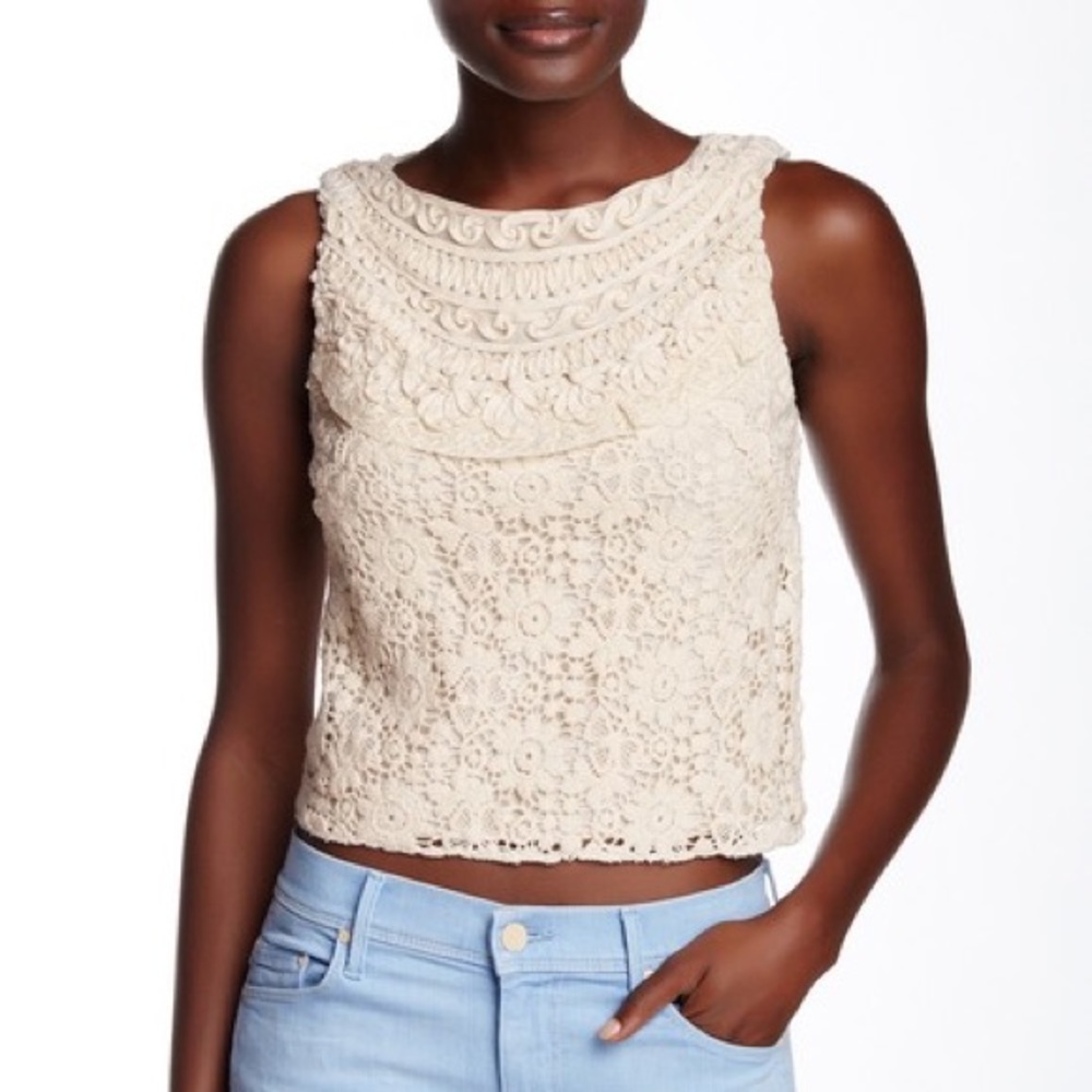 Alice + Olivia Crochet Embroidered Tank